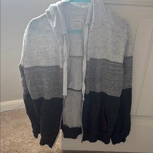 H&M Gray and Black Zip Up Sweater Casual Knit